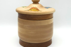Cherry, Maple with Pyrography - 6W x 6.5H - by Chuck G