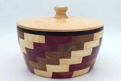 Wenge, Maple, Purpleheart and Walnut - 8.5W x 5.5H - by Gerry A