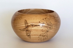 Ash with Pyrography Bowl - 5W x 3H - by Chuck G