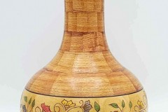 Canarywood & Guatambu with Pyrography Vase - 6W x 9.5H - by Steve E