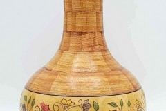 Canarywood and Guatambu with Pyrography Vase - 6W x 9.5H - by Steve E