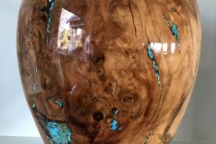 Cherry Burl with Turquoise - 18H x 12D - by Dan D