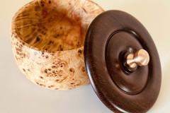 Box Elder, Ebony Lid w/Bronze Knob - 3W x 4H - by Dan D