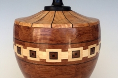 Bubinga, Curly Maple and Ebony Lidded Box - 5W x 9H - by Bill K