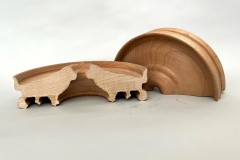 "Twin Retrievers", Maple - 8W x 2H-by - John H