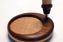 Wine Bottle Coaster and Stopper, Walnut and Maple - 6W x 4H - by Milt S