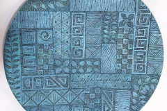 Platter Dyed with Pyrography - 13 Dia. - by Gail B