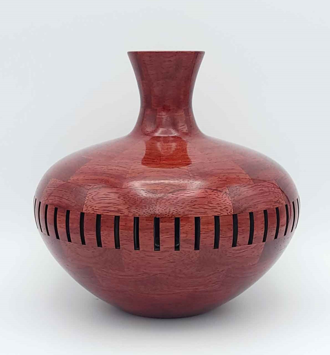 Bubinga, Bordeaux Dyed Vase - 8W x 8H - by Steve E