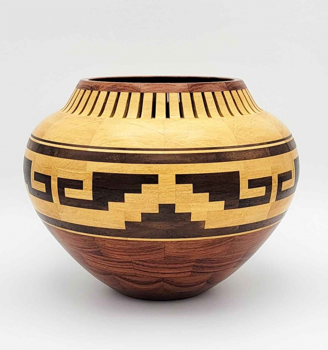 Bubinga, Guatambu and Wenge Vessel - 8.5W x 6.5H - by Steve E