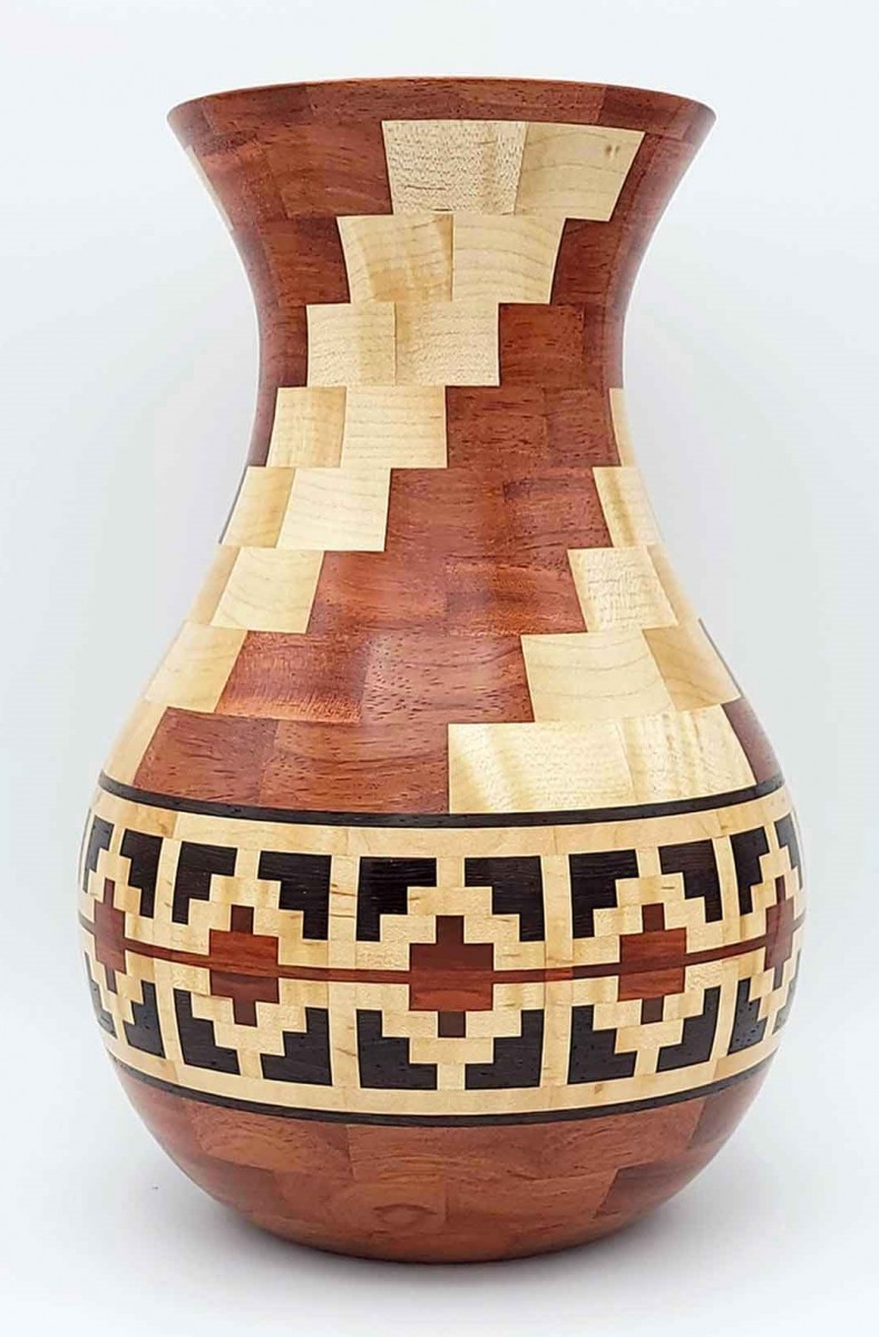 Bubinga, Maple and Wenge Vase - 7.5W x 11H - by Steve E
