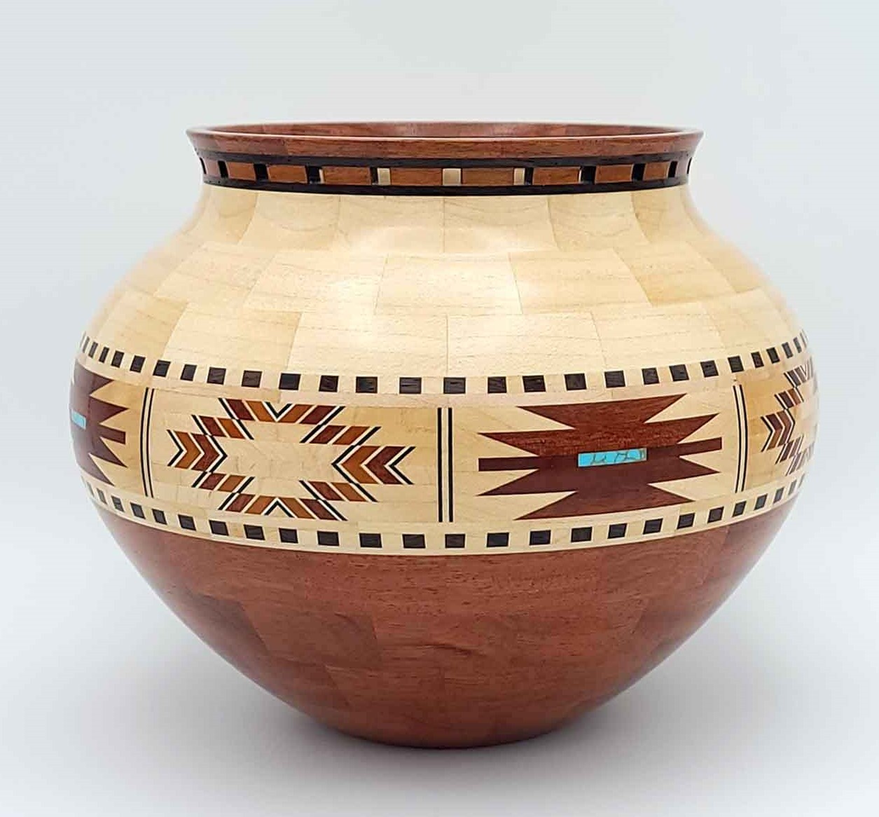 Bubinga, Maple, Wenge w/ Veneer Vessel - 8W x 7H - by Steve E