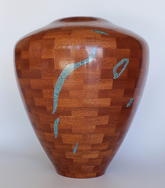 Mahogany with Turquois Vessel - 12W x 14H - by Chuck G