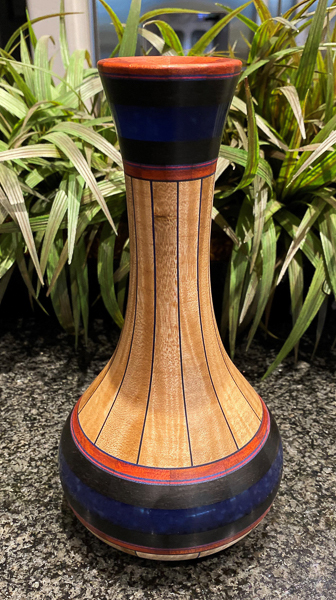 Maple, Ebony, Red Heart, Corian w/ Veneer Vase - 4.5W x 8H - by Brent W