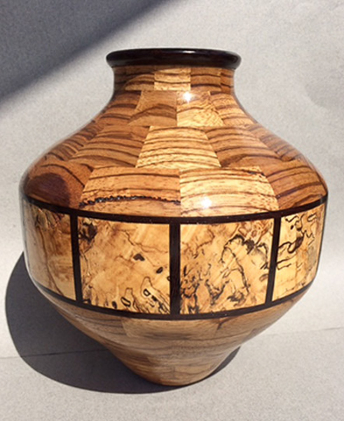 Zebra and Cottonwood Vase - 8W x 11H - by Gerry A