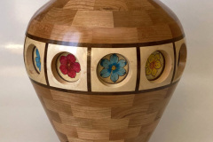 Cherry, Maple, Walnut with Pyrography - 9W x 10H - by Allan T