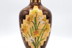 "Daffodils", Chechen and Guatambu w/ Pyrography - 5.5W x 10.5H - by Steve E