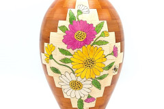 "Daisies", Pernambuco, Maple with Pyrography - 6.5W x 11H - by Steve E