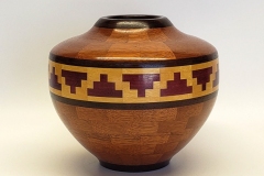 Mahogany, Walnut, Yellowheart and Purpleheart Vessel - 7W x 6H - by Chuck G