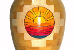 Maple, Yellowheart, Koa, Wenge with Pyrography - 6W x 9.5H - by Randy P