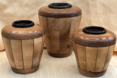 Oak, Maple and Wenge Vases - 6W x 5H, 6H & 7H - by Gerry A
