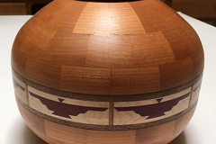 Walnut, Cherry, Maple and Purpleheart Vessel - 7W x 6H - by Milt S