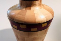 Walnut, Maple, Purpleheart and Yellowheart Vase - 5W x 7H - by Milt S