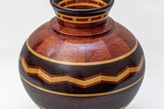 Wenge, Bloodwood and Yellowheart  Vessel - 7W x 9H - by Dan D