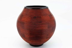 Beaded Padauk Vase - 7W x 7H - by Steve E