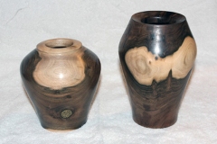 Black Walnut Vases - 5W x 5H and 4W x 8H - by Randy P