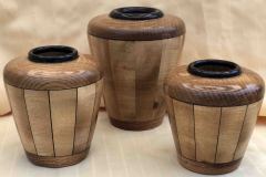 Oak, Maple, Wenge Vases - 6W x 5H and 6W x 7H - by Gerry A