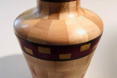 Walnut, Maple, Purpleheart Yellowheart Vase - 5W x 7H - by Milt S