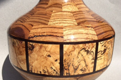 Zebra, Cottonwood Vase - 8W x 11H - by Gerry A